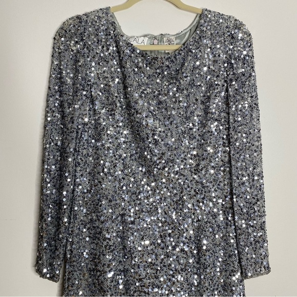 Vintage Scala Silver‎ Sequin Silk Maxi Gown 6 - Picture 2 of 7